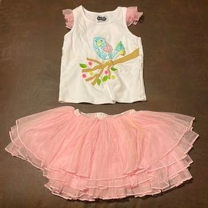 Mud Pie, (4T) Matching set with short sleeve shirt with tutu